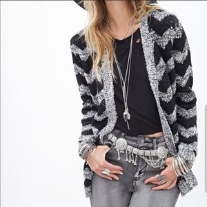 Black & Gray Chevron Cardigan